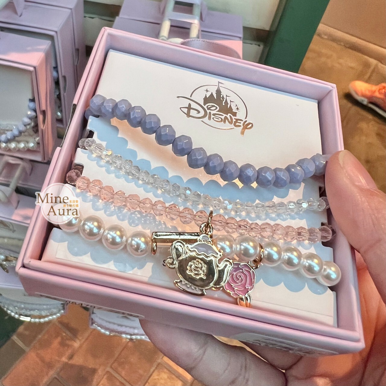 茶壺太太 Mrs. Potts 玫瑰 墜飾 串珠設計 手鍊 手環組 (盒裝) 美女與野獸 Beauty and the Beast -香港迪士尼樂園