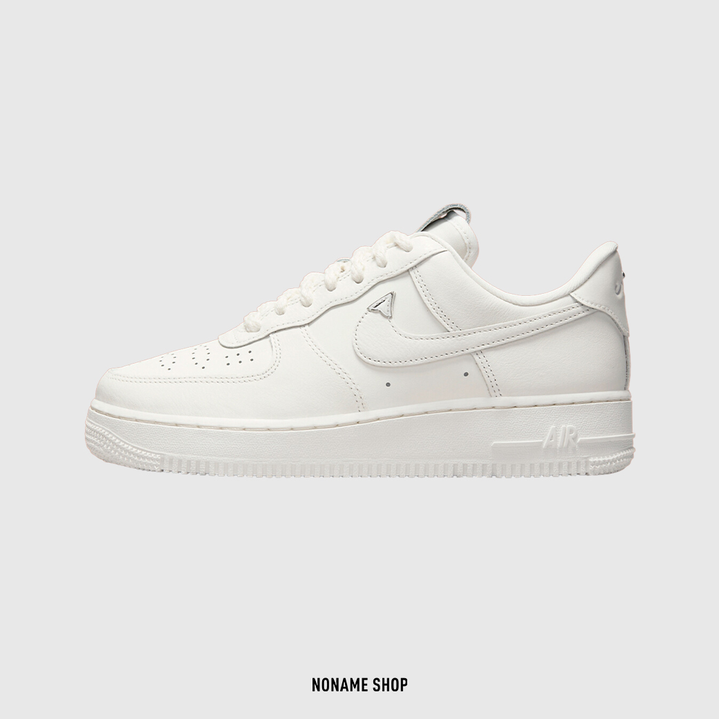 NIKE W AIR FORCE 1 AF1 水鑽 銀角 棉麻鞋帶  骨白 (女款)