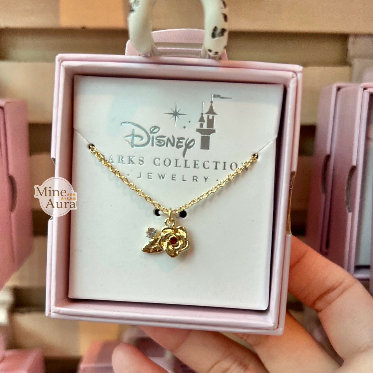 玫瑰 永生花 亮鑽 項鍊 (盒裝) 美女與野獸 Beauty and the Beast -香港迪士尼樂園