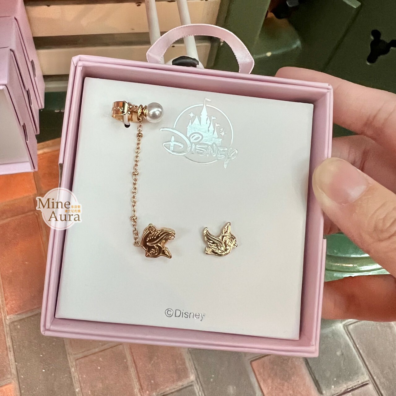 金色鳥 墜飾 珍珠 耳骨夾 耳環 (盒裝) 白雪公主 Snow-white -香港迪士尼樂園