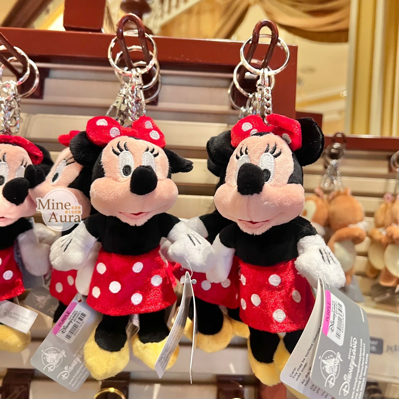 經典 米妮 Minnie 絨毛 鑰匙圈 吊飾 -香港迪士尼樂園