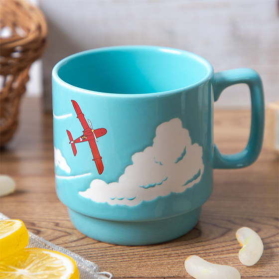 浮雕馬克杯 紅豬 飛機雲