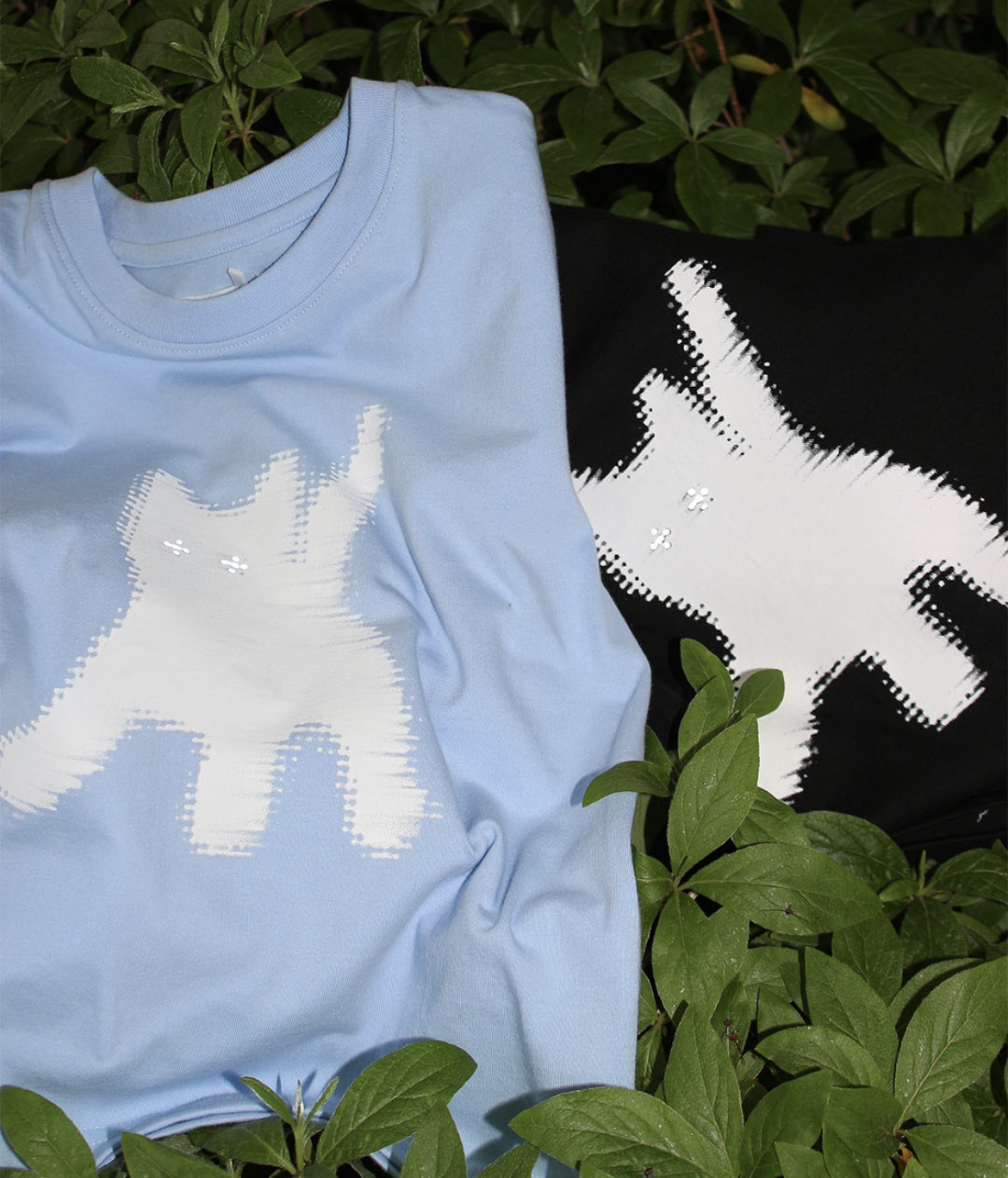 AEAE - FLASHED CATS EYE CROP T-SHIRTS [BLACK]