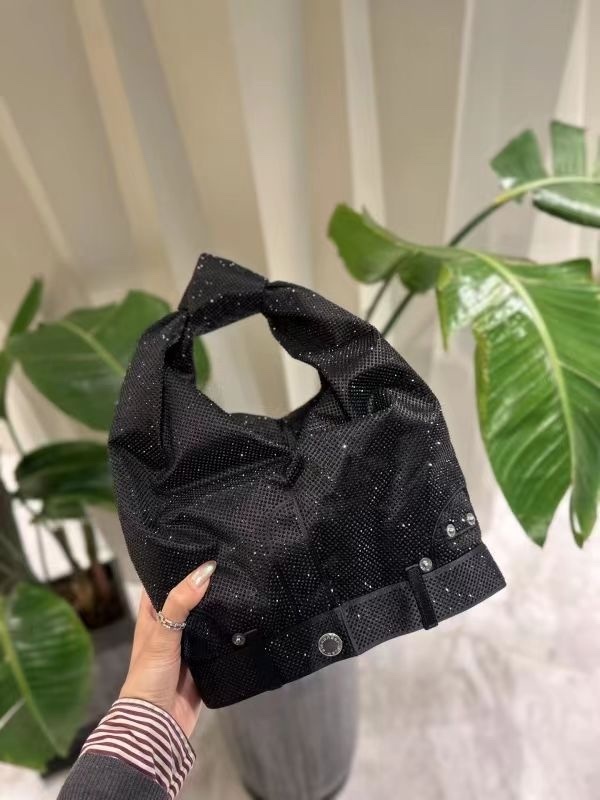 Alexander Wang 黑色緞面水鑽手提包  20223K53M   001 -T