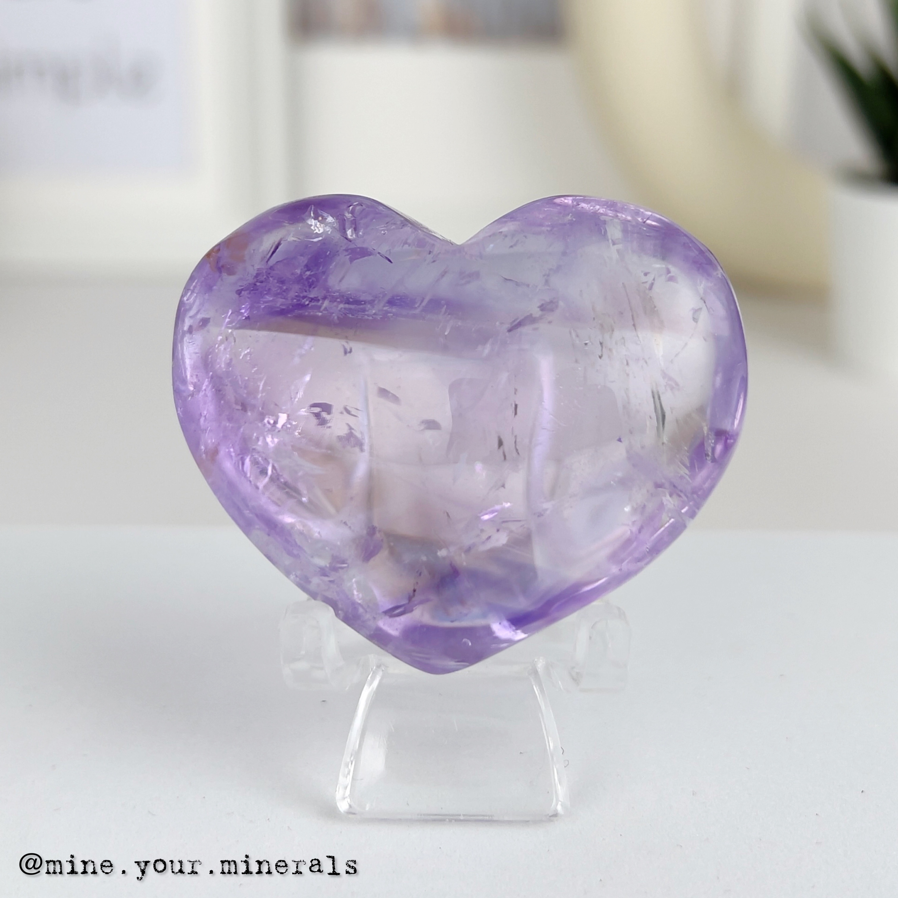 高透帶彩紫水晶愛心