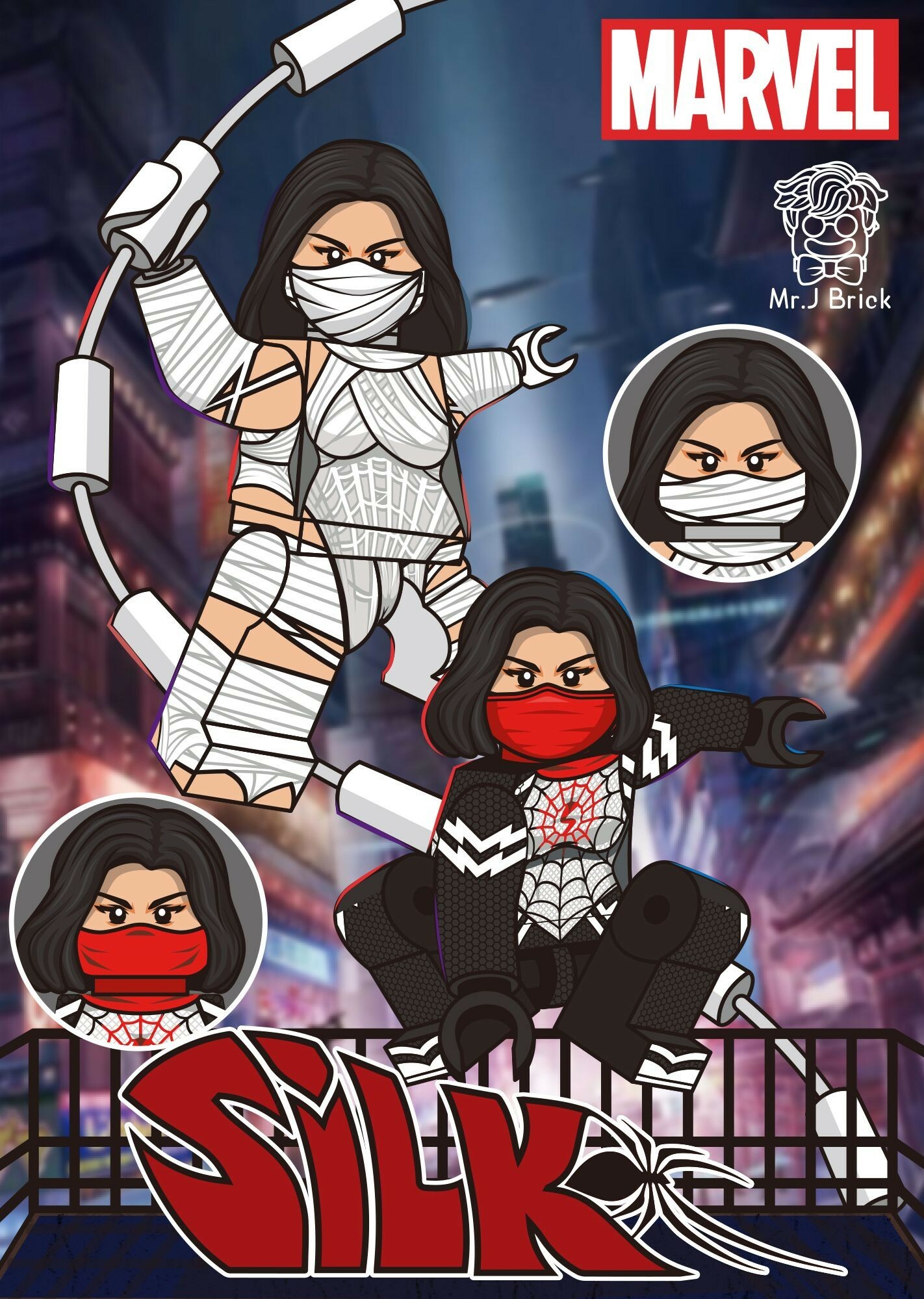 【Mr J Brick】蛛絲女 Silk (黑+白)