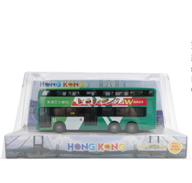 香港交通工具-綠白色雙層巴士 SH017-14