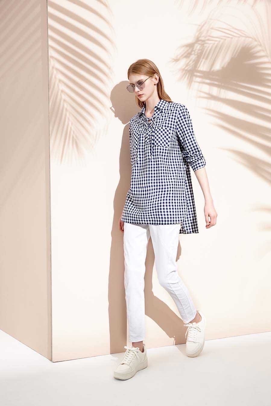 棉質純色修腿剪裁百搭休閒長褲S6101