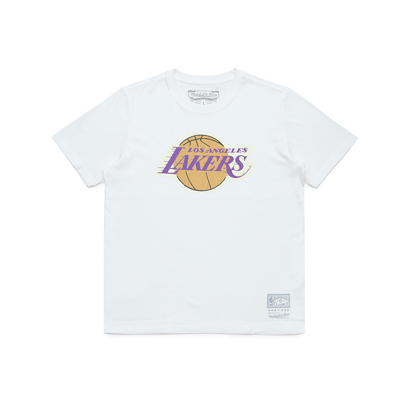 Mitchell & Ness NBA Logo Dad Tee 湖人 白 短袖 MNTS001LALW [台灣現貨]