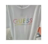 [S] GUESS UNISEX SIGNATURE LOGO ESTABLISHED 1981 SHORT SLEEVE T-SHIRT,WHITE, MN2K9431-WHT [FINAL SALE] (SGU368)