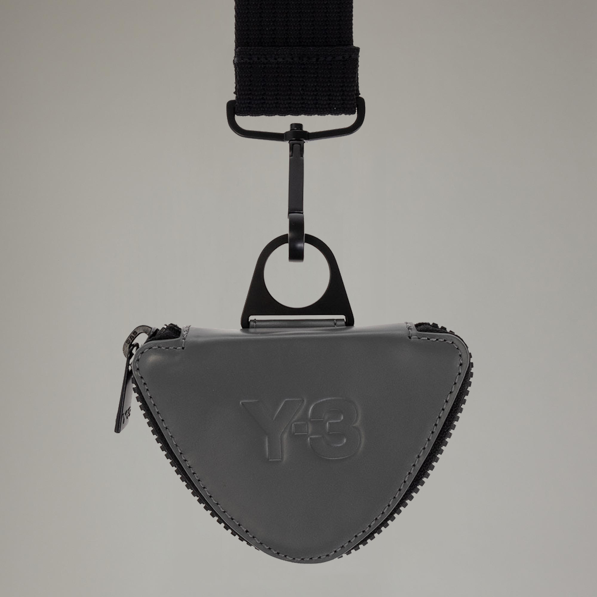 【 Y-3 LANYARD 皮革零錢包 - 灰 】