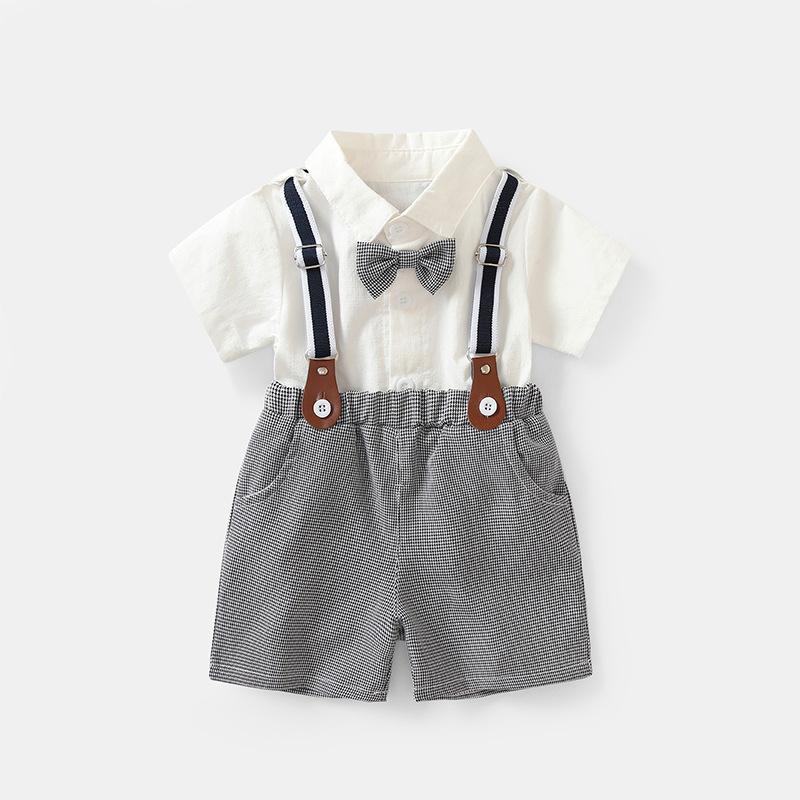 M56WE_SS23_C🤵🏻紳士白恤衫+吊帶千鳥紋褲套裝