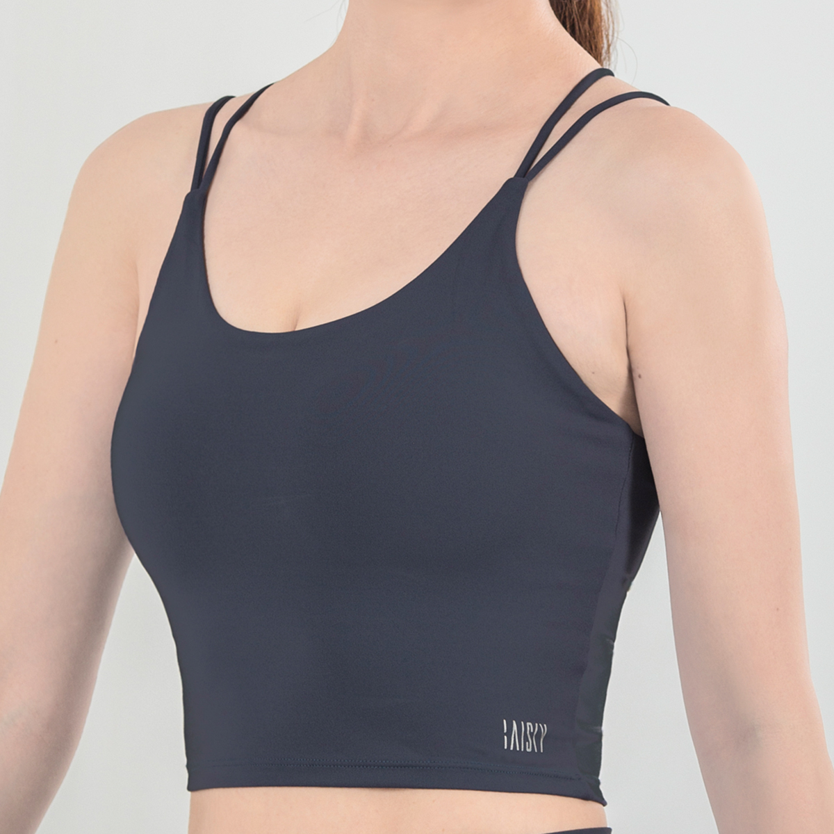 工字交叉細肩美背運動內衣 灰藍