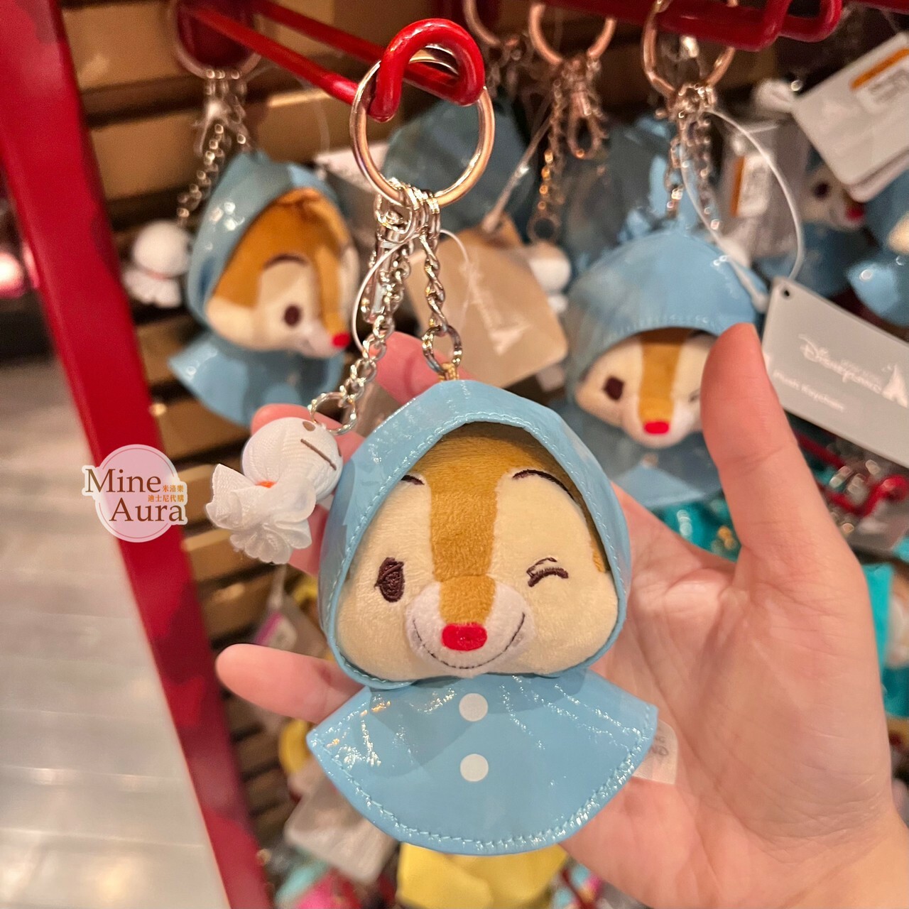 雨衣裝 紅鼻 蒂蒂 Dale 眨眼 笑臉 笑顏 絨毛 鑰匙圈 吊飾 奇奇蒂蒂 Chip 'n Dale -香港迪士尼樂園