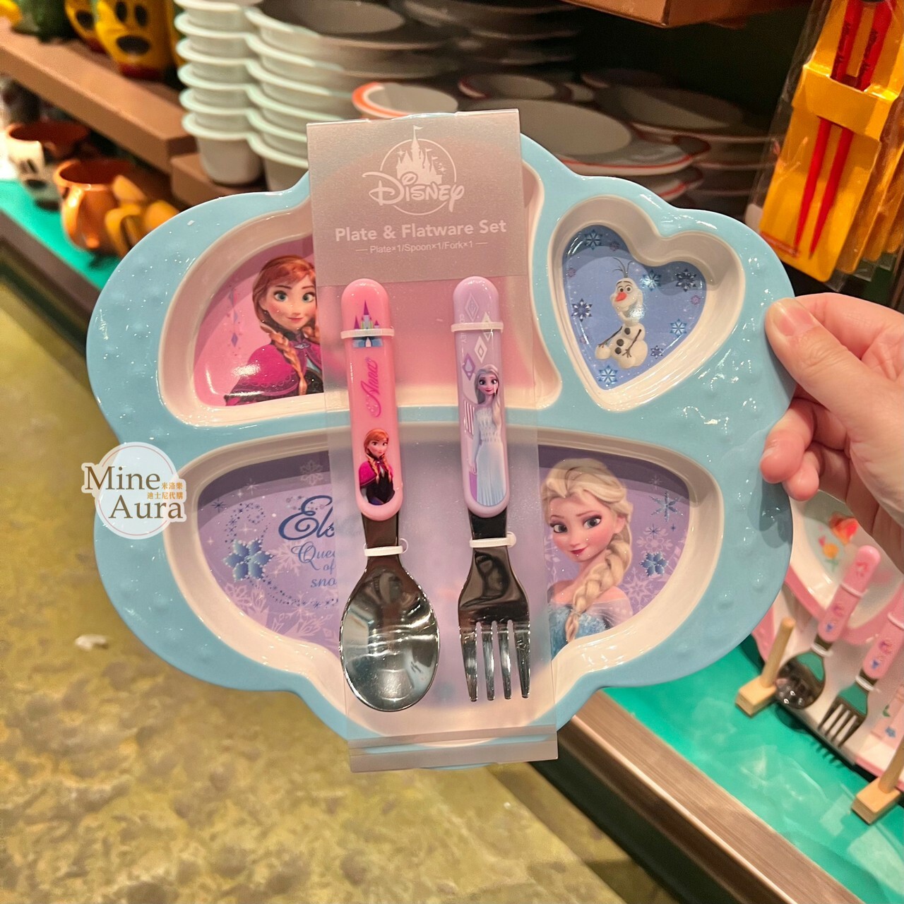 艾莎 Elsa 安娜Anna 分隔餐盤 湯匙 叉子 餐具 組 冰雪奇緣 Frozen -香港迪士尼樂園