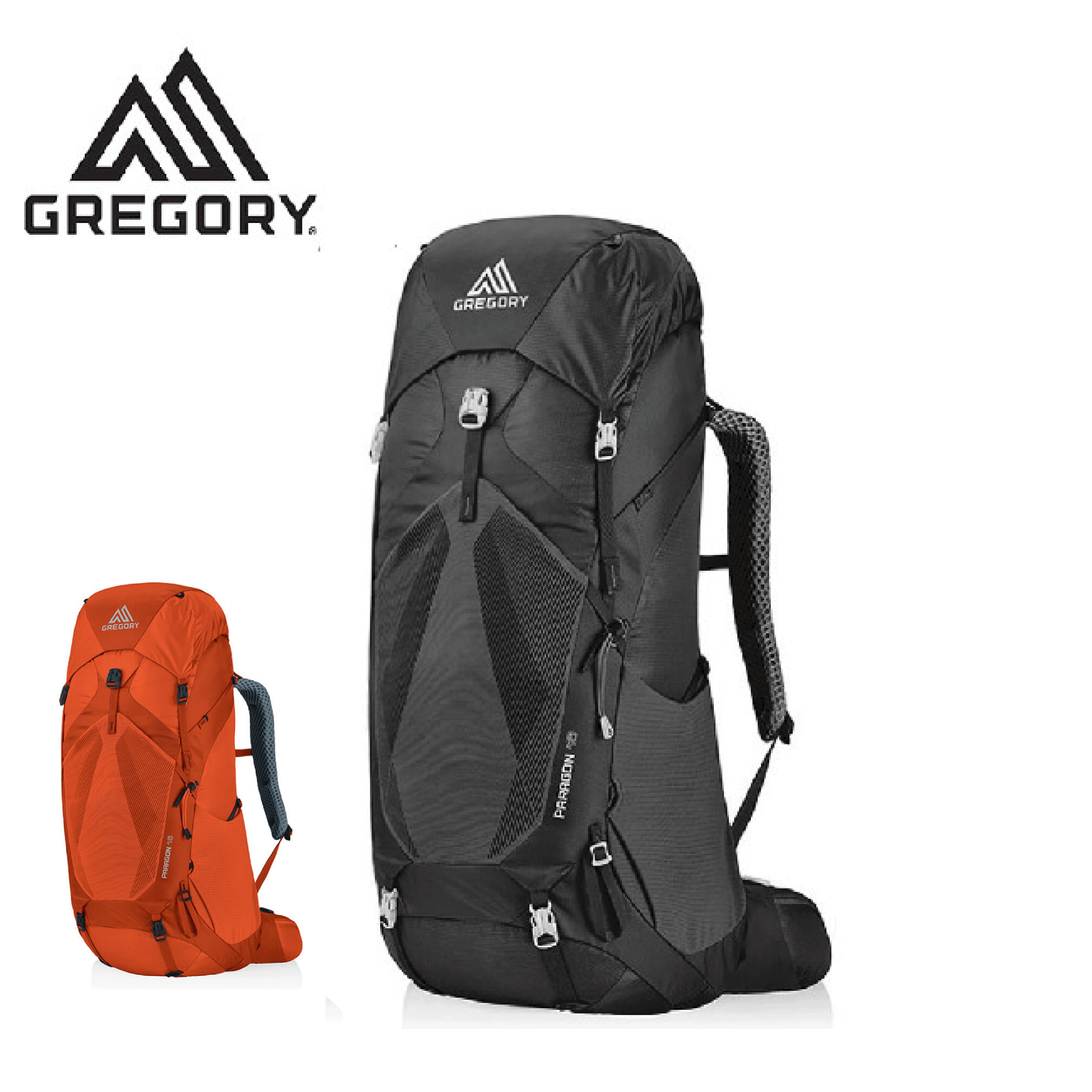 GREGORY PARAGON登山背包 男 48L M/L (玄武黑、亞鐵橘) 輕量登山/適合2-4天登山健行 72GR126843