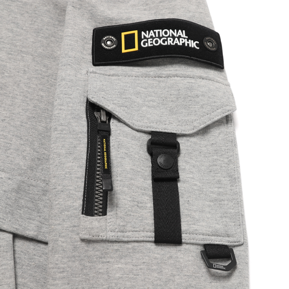 Sleeve Pocket Hooded Zip Up Training Jacket - M/GREY