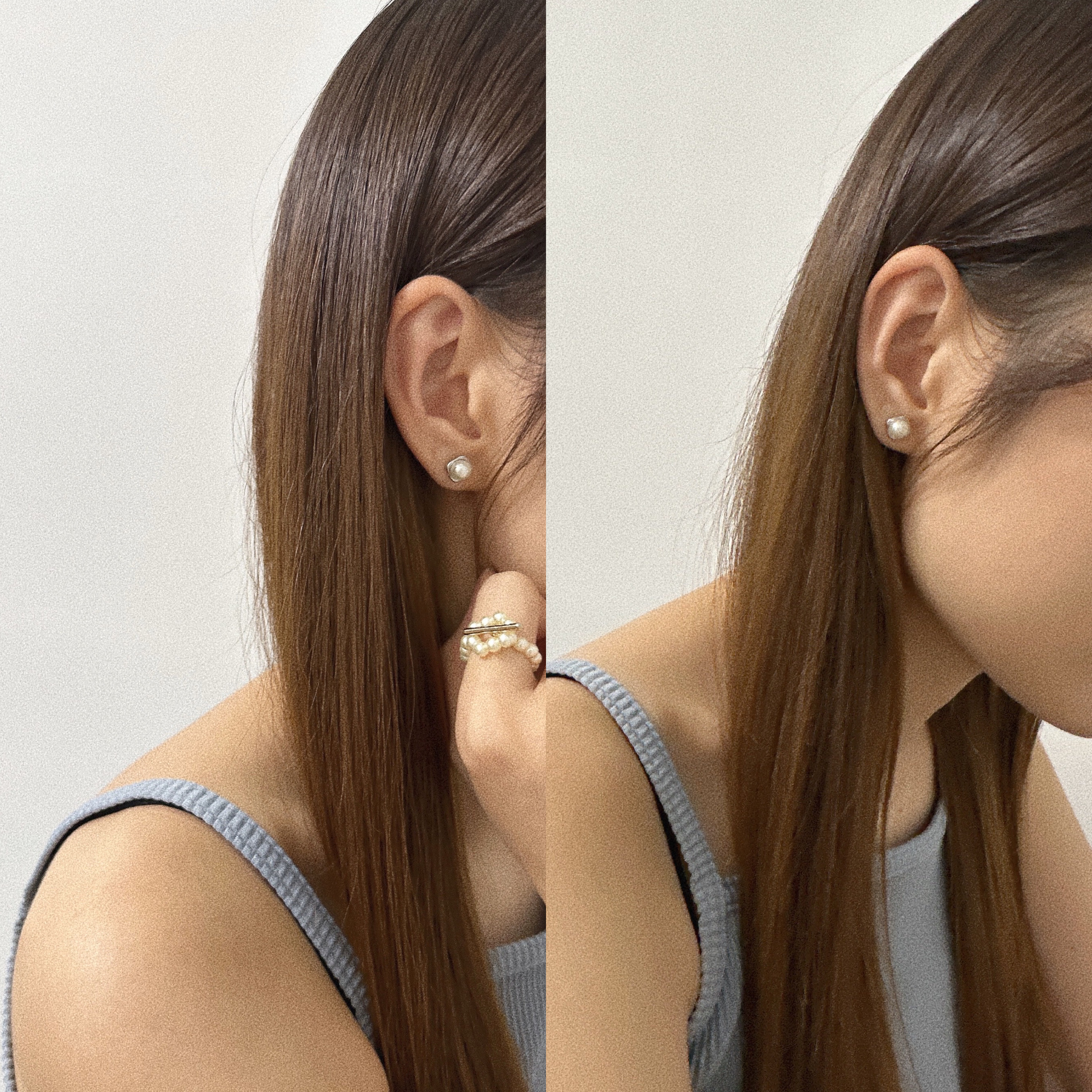 #228VE008 純銀耳針|被包裹着的方圓珍珠耳環