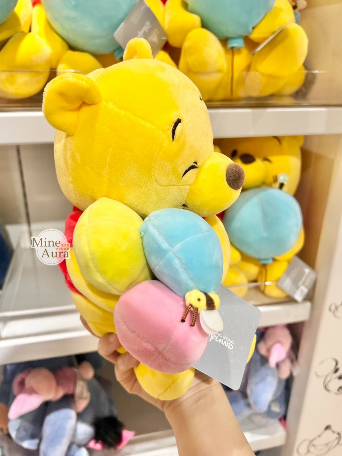噗噗 小熊維尼 Winnie the Pooh 藍色氣球 笑顏 笑咪咪 S號 娃娃 玩偶 -香港迪士尼樂園