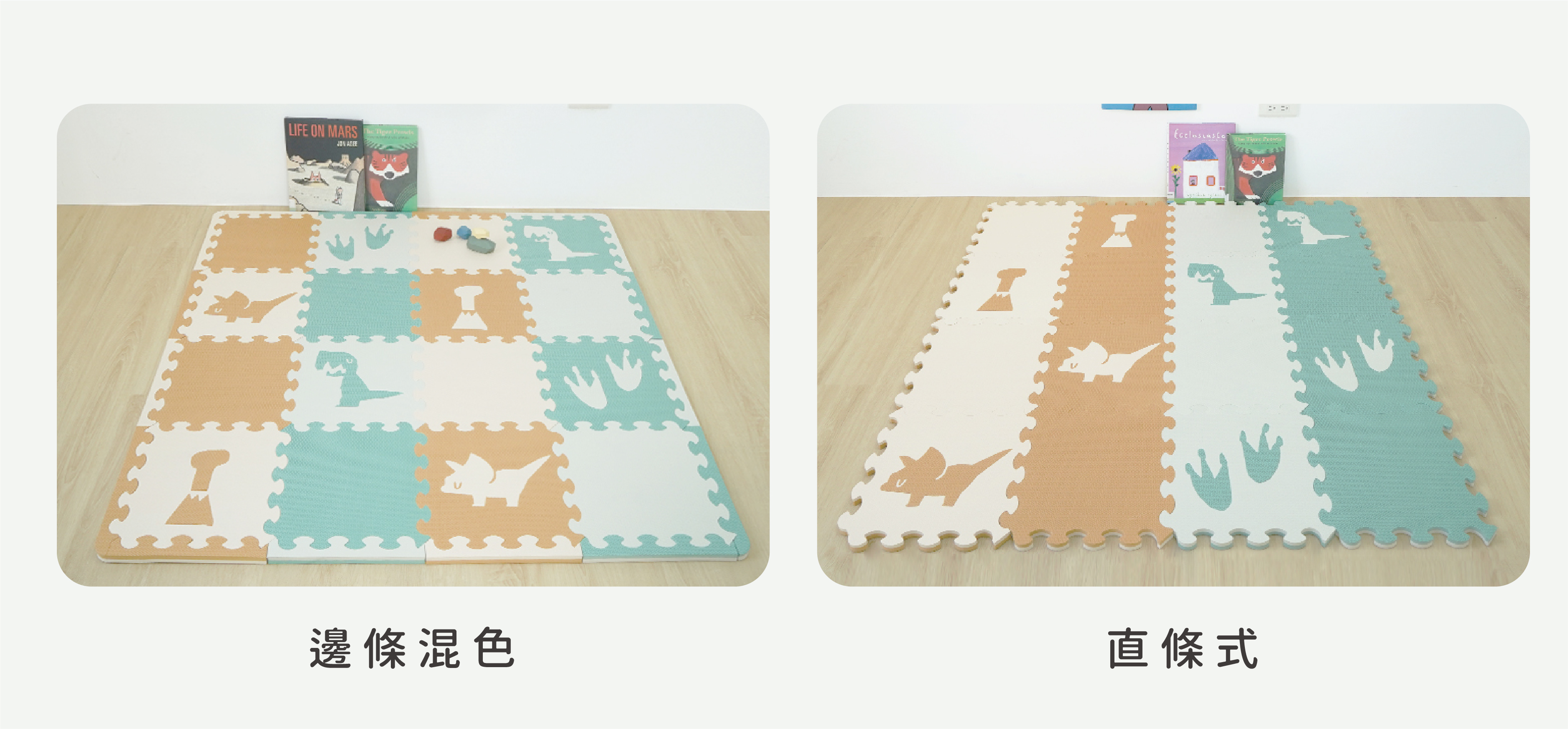 叢林恐龍動物地墊不同拼法參考