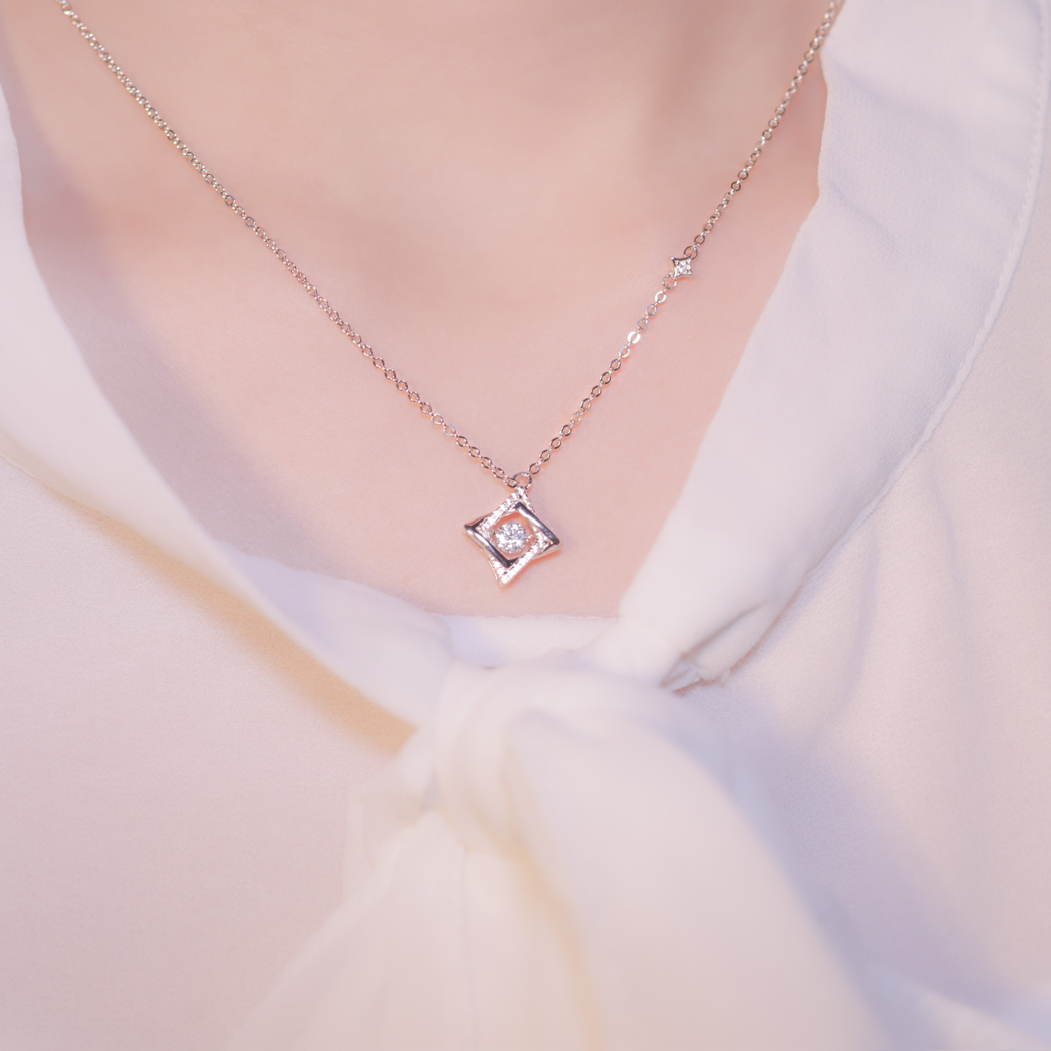 | 925 Silver・White Gold・Rose Gold | Dancing Missing U Necklace（Silver / Rose Gold） | NE0874 |