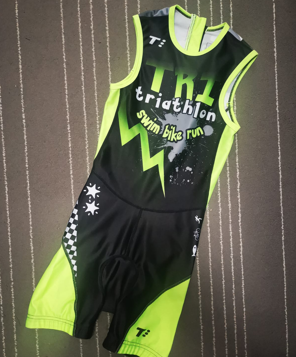 Technical03 Kids Trisuit Black Green