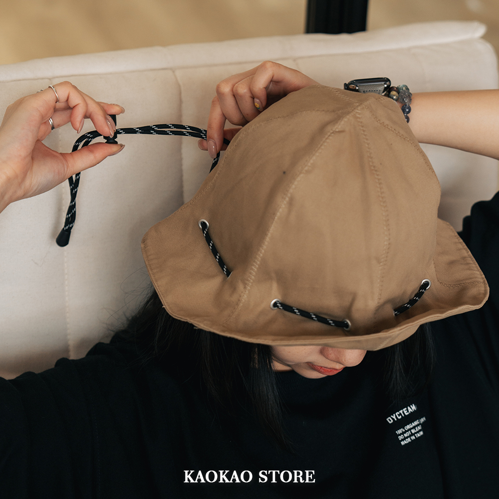 日系 防曬 抽繩漁夫帽 可收納折疊變小包【KAOKAOCAP04】