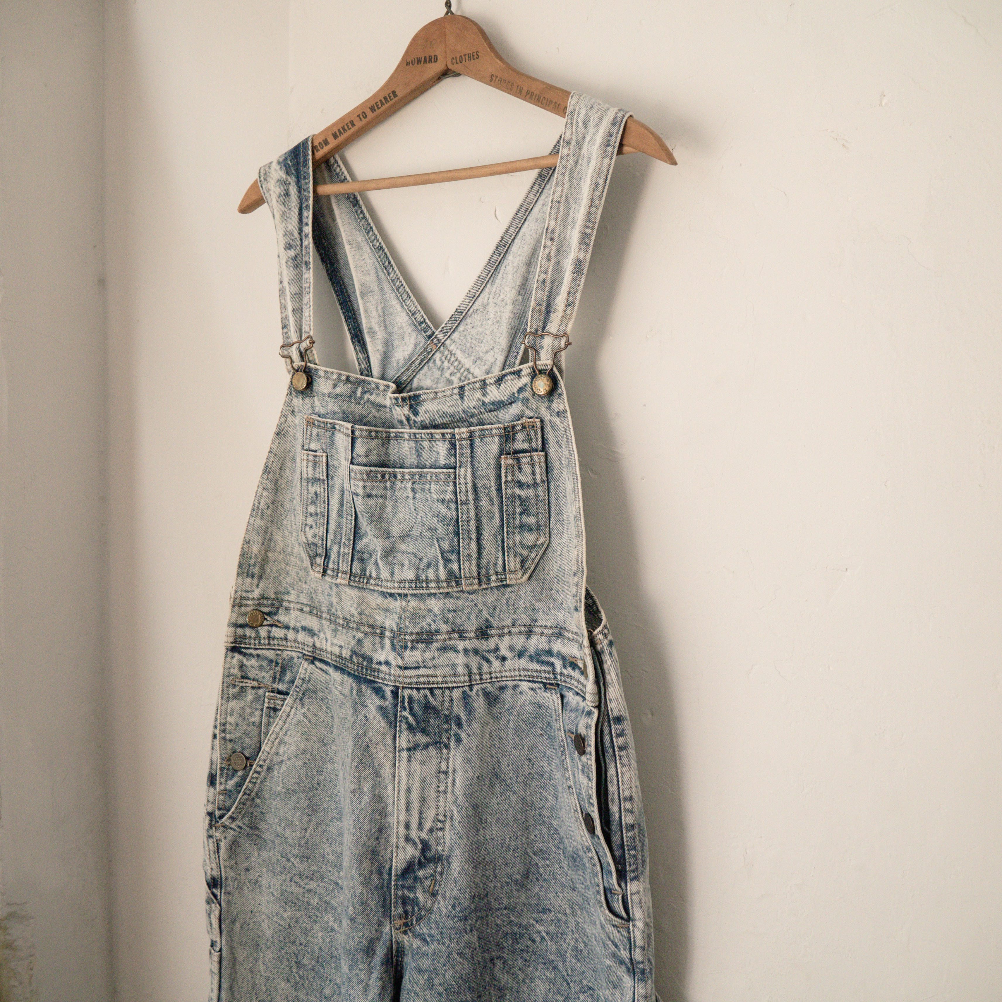 90S VINTAGE DENIM OVERALL 丹寧 石洗 牛仔 淺藍 吊帶褲 G