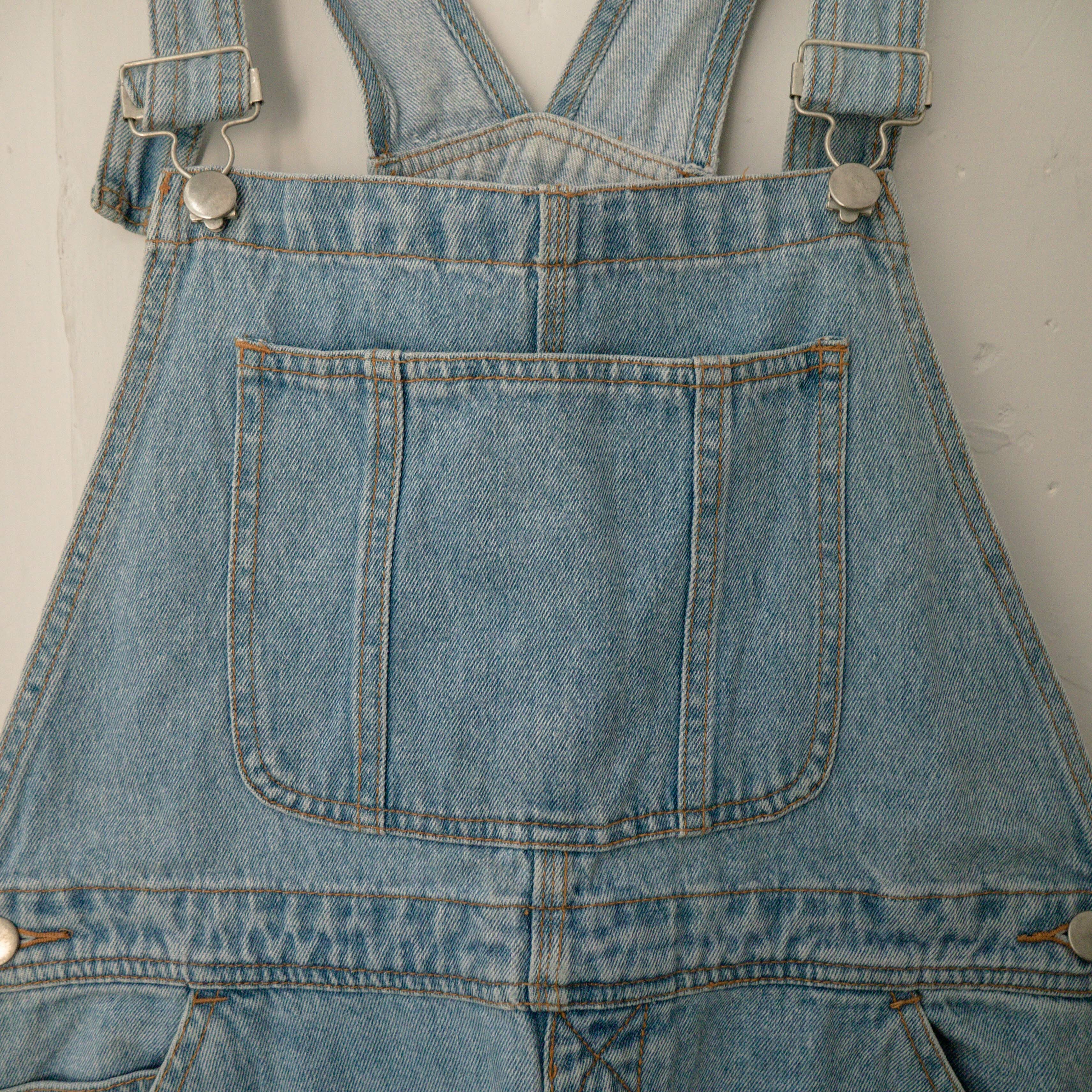 90S VINTAGE DENIM OVERALL 丹寧 水洗 牛仔 淺藍 吊帶褲 B