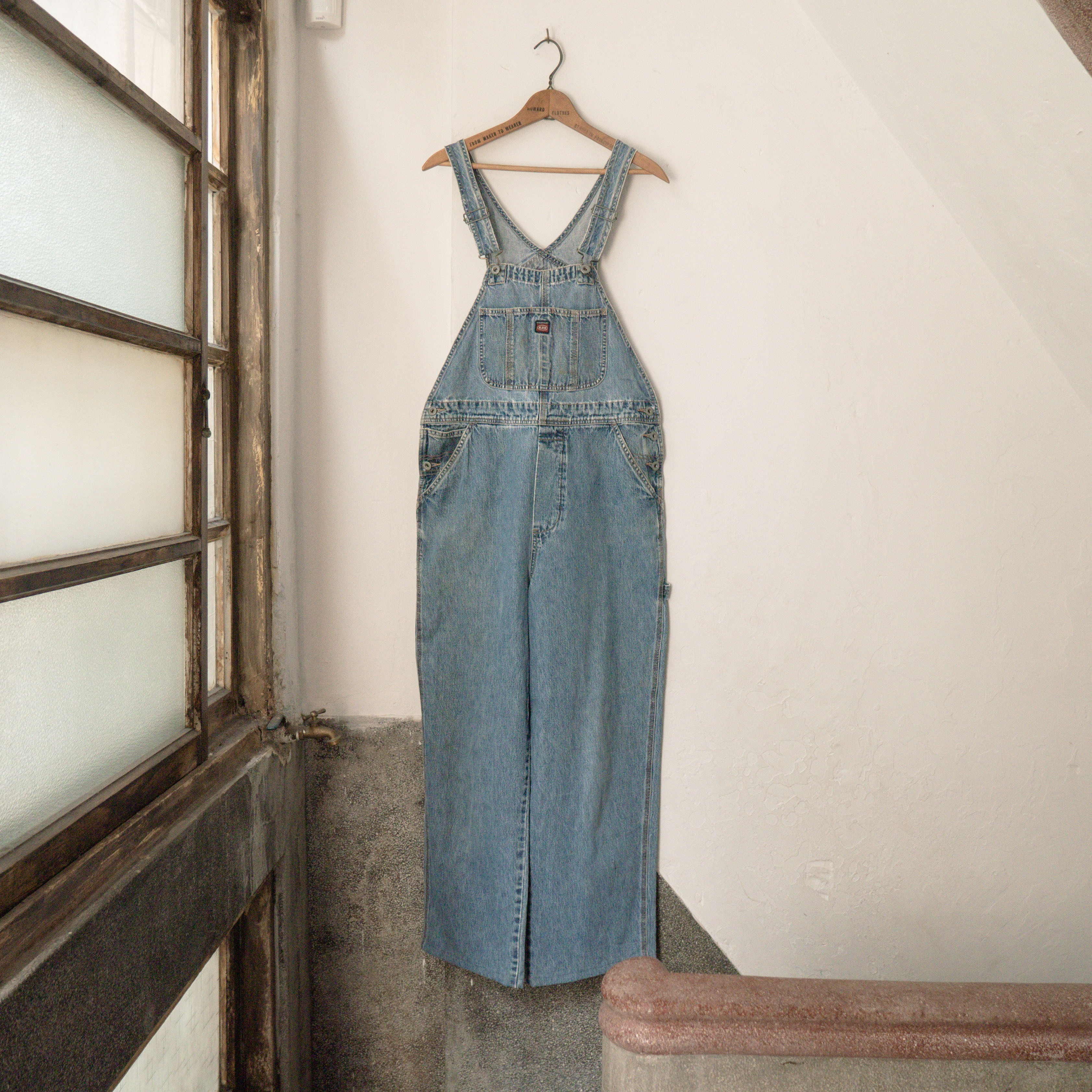 90S VINTAGE DENIM OVERALL 丹寧 水洗 牛仔 淺藍 吊帶褲 D