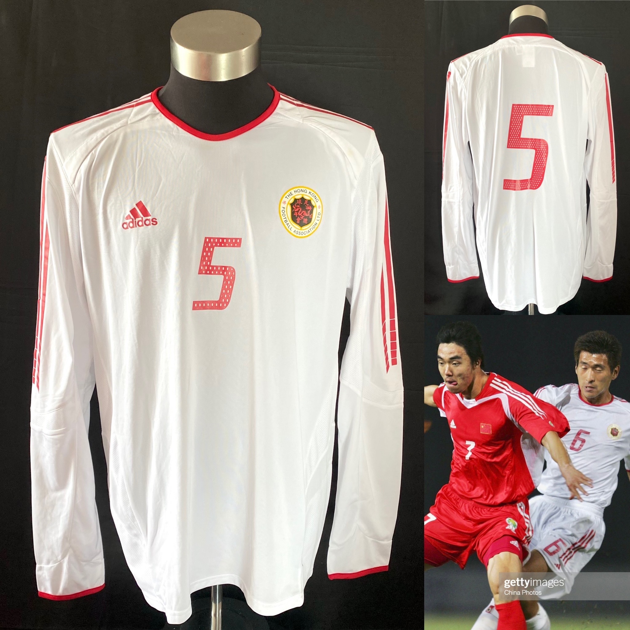 Hong Kong Football Team 2005-2006 Adidas Away L/S match worn issue shirt #5