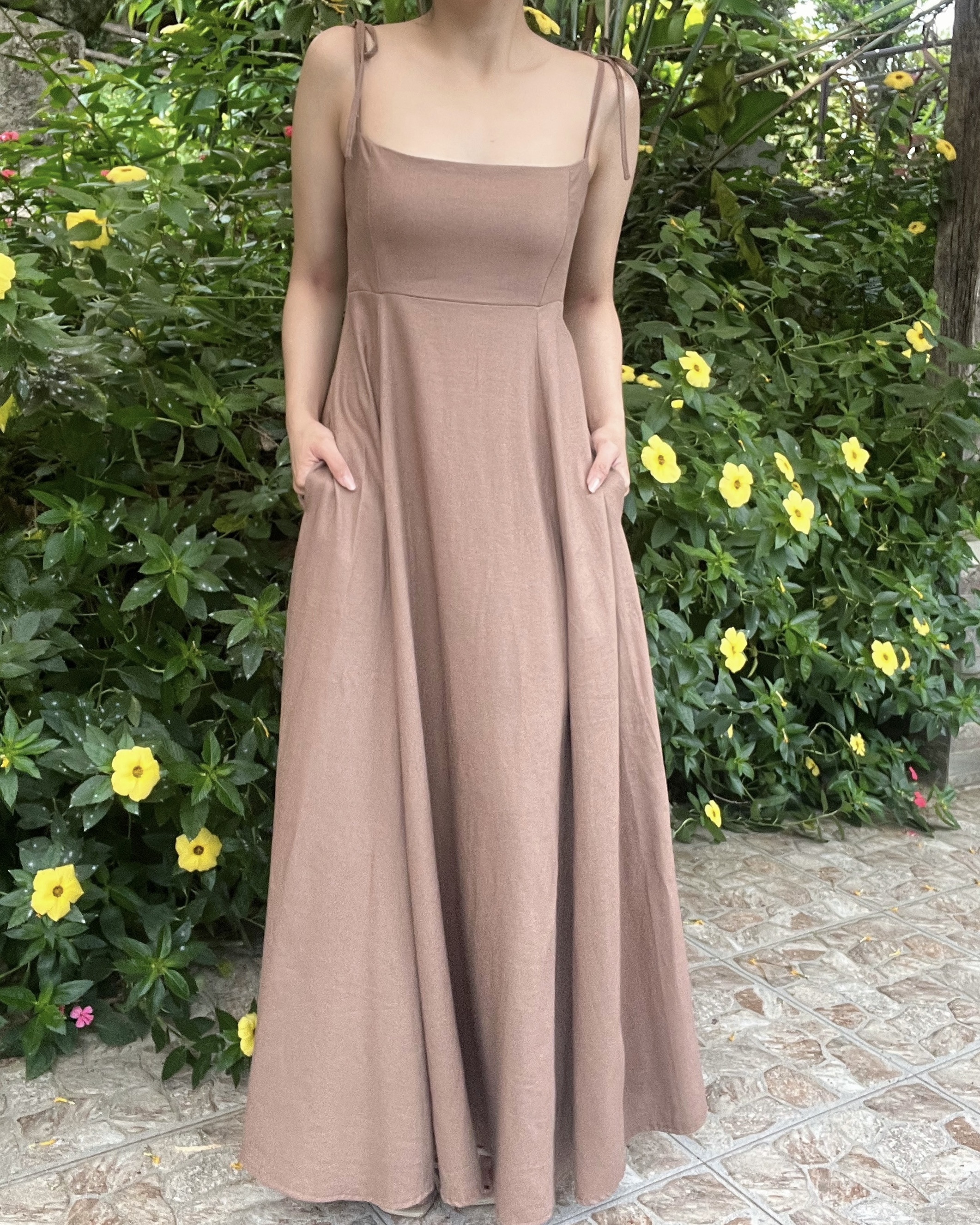 Primrose Linen Dress - Mocha