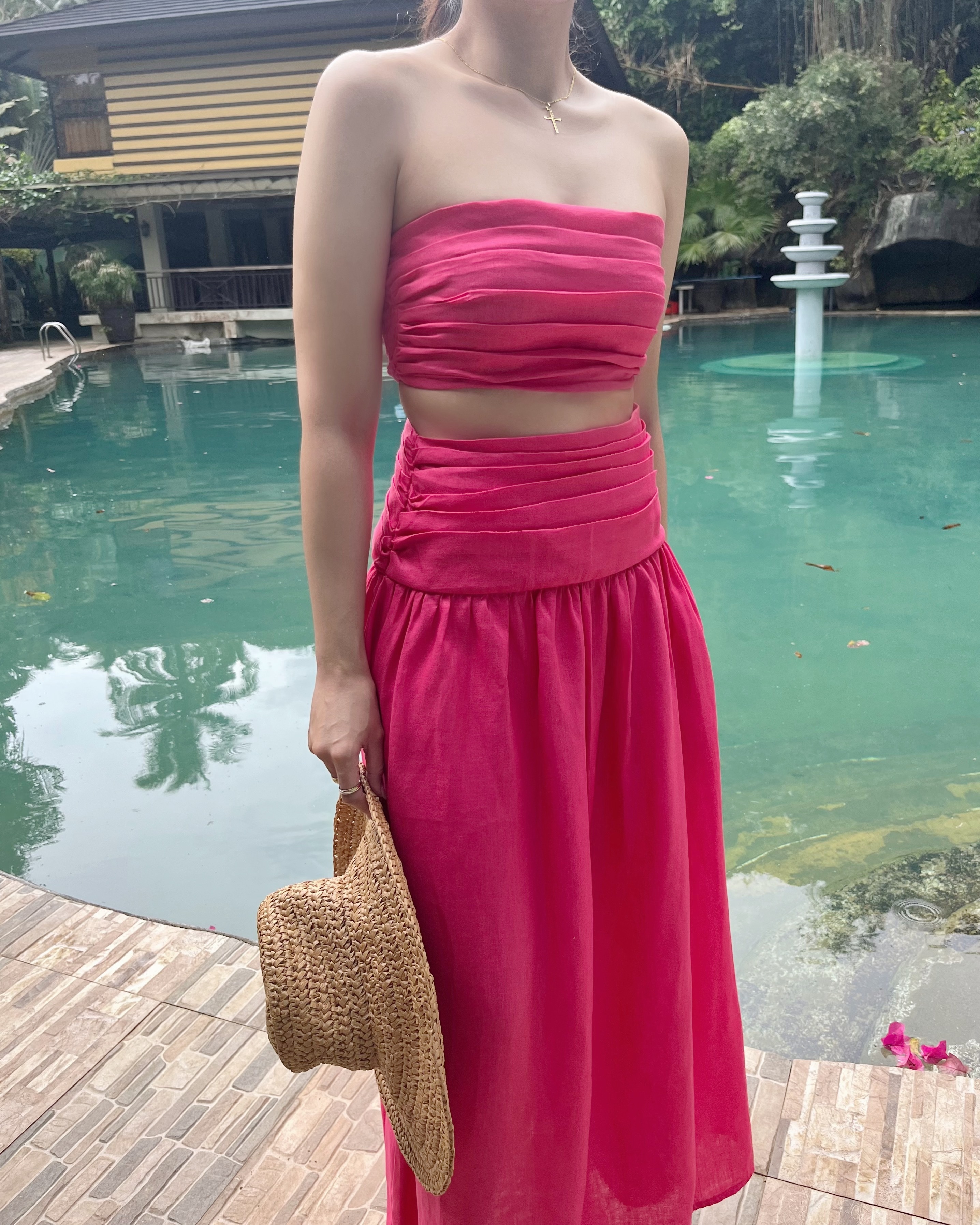 Cornelia Pure Linen Skirt - Magenta