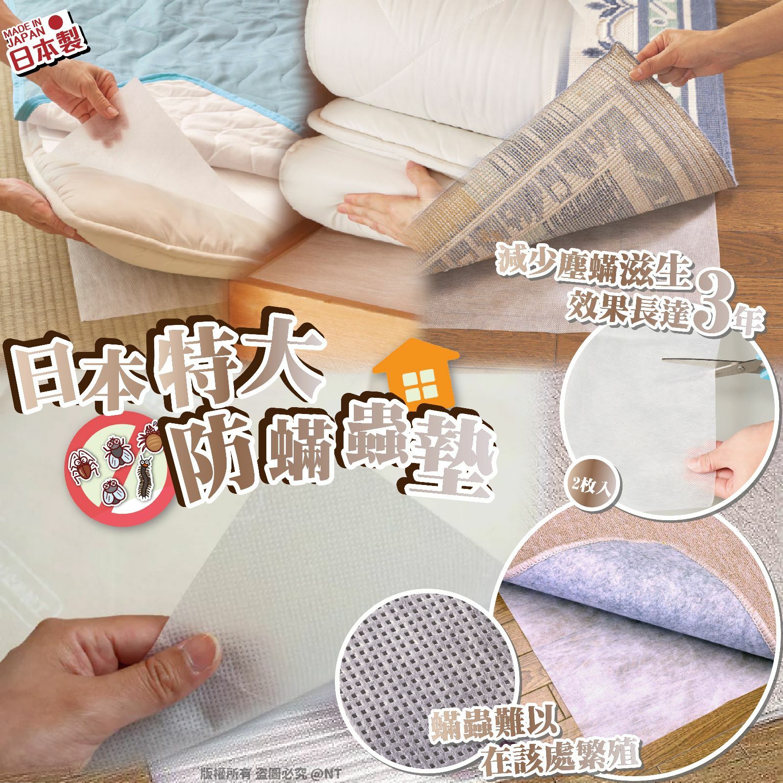 日本特大防蟎蟲墊2枚入