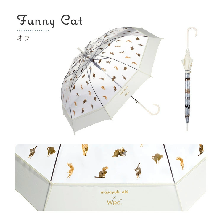 日本Wpc x Masayuki Oki 可愛貓咪透明長雨傘