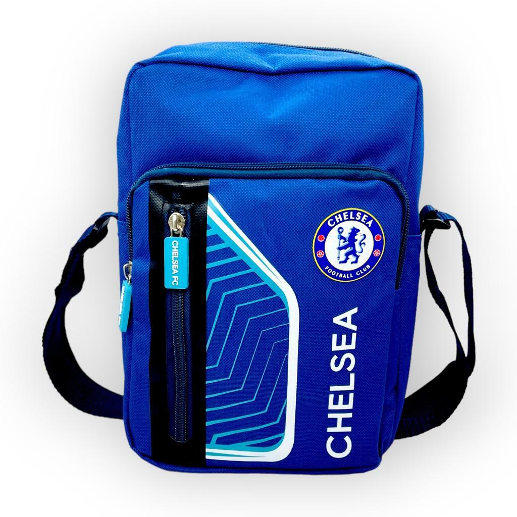 車路士藍色數碼花紋小斜孭袋