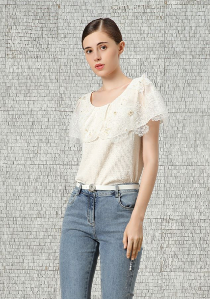 BC1EF029A1大翻領氣質白上衣