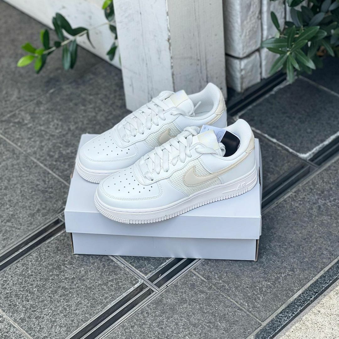 Nike Air Force 1 小香風 奶茶色 白色 奶油白 編織 白鞋 AF1 DJ9945-100