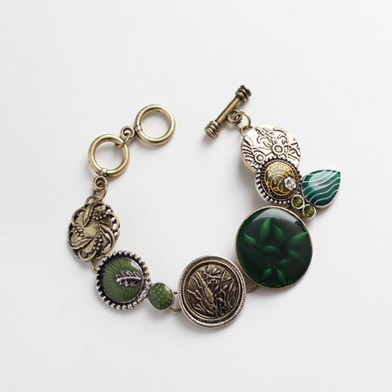 民族風古銅金手鍊 綠色