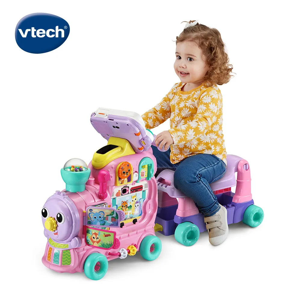 《 英國 Vtech 》 4合1多功能積木學習火車- 粉 - 2023 最新款