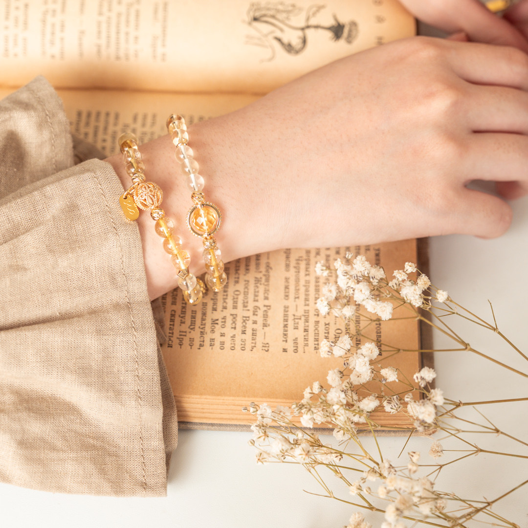 【纏綿】金色麥田-黃水晶金髮晶雙圈手鍊