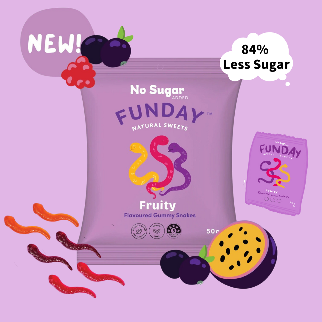 Funday 天然無添加糖水果味蛇仔糖 (熱情果+黑加侖子+紅桑子)