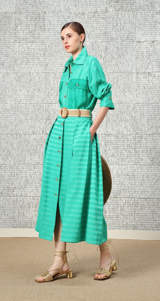 BC1EE101A1 午後漫遊棉紗條紋襯衫