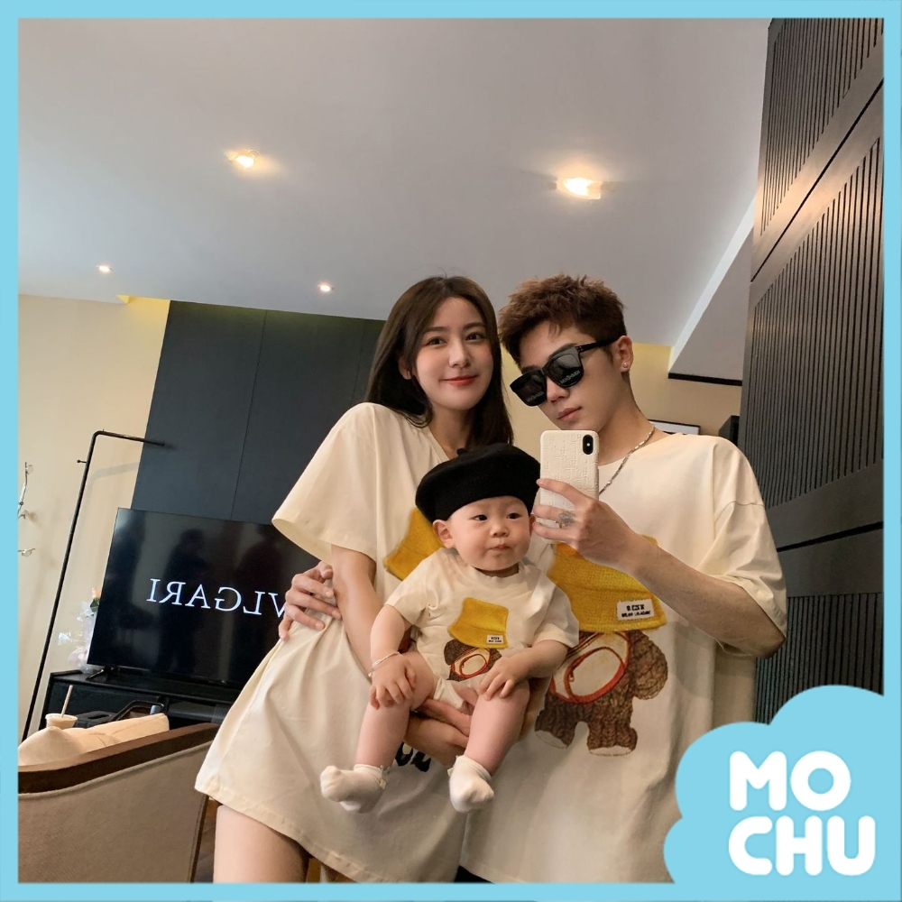 毛線小熊短袖親子裝