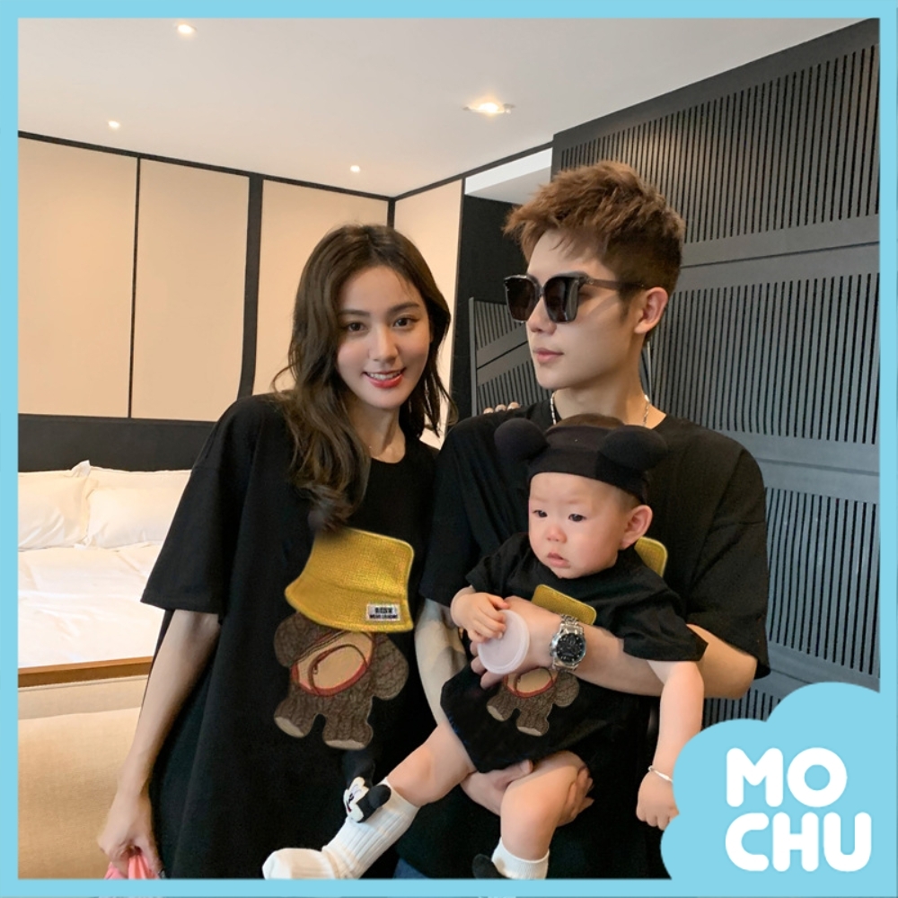 毛線小熊短袖親子裝