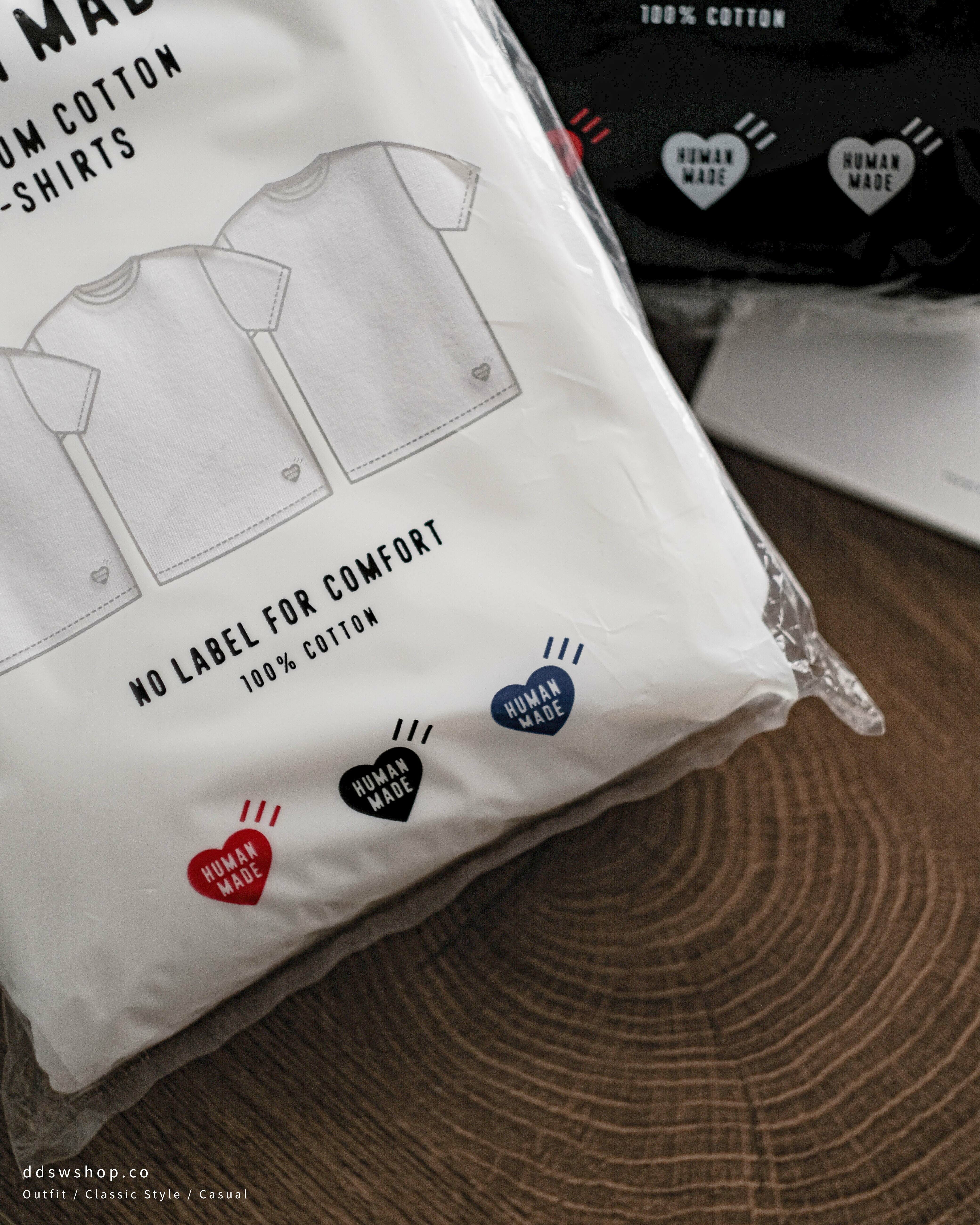 Human Made 短袖 三色小愛心素踢包 紅藍黑 白色 黑色 深灰色