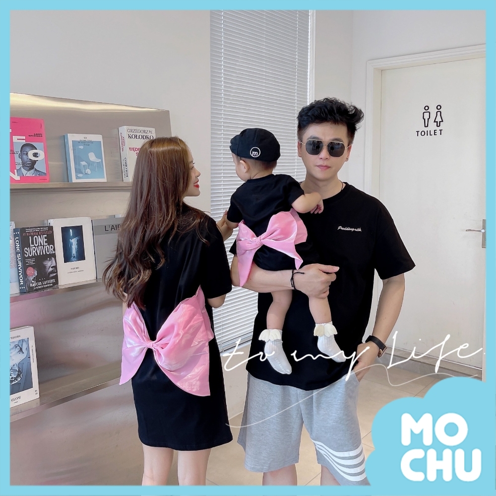 背後大蝴蝶結短袖親子裝