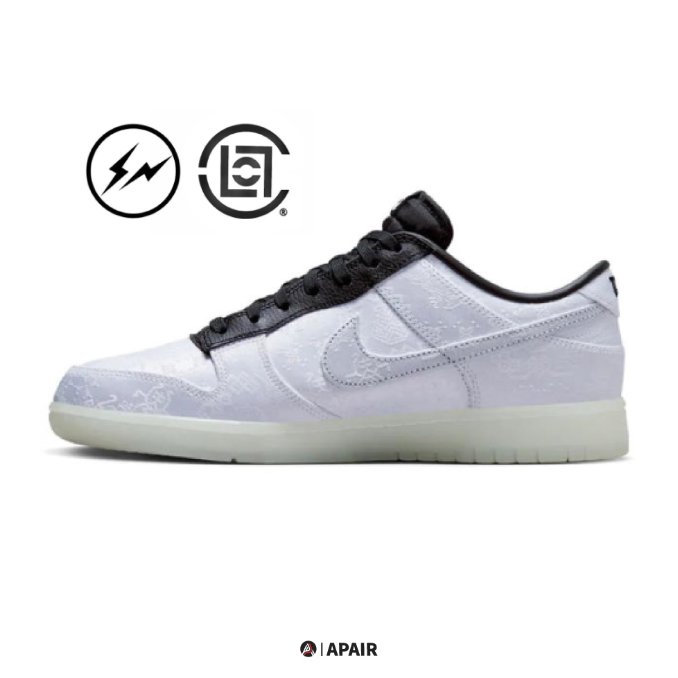 【APAIR】預購 Fragment Design x Clot x Nike Dunk 白黑 絲綢 刮刮樂 FN0315-110
