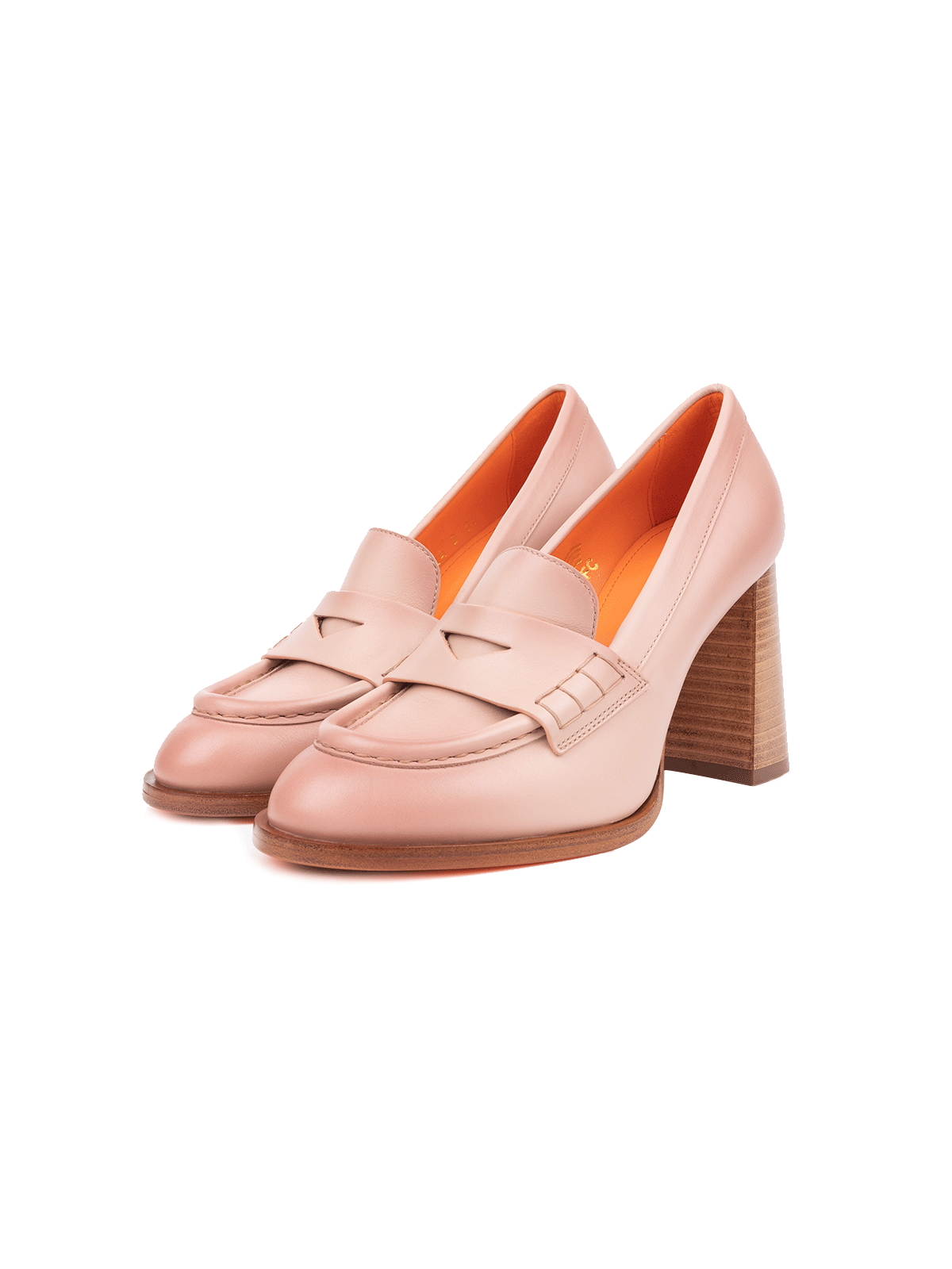 SANTONI 漸層樂福粗跟鞋 (淺粉)
