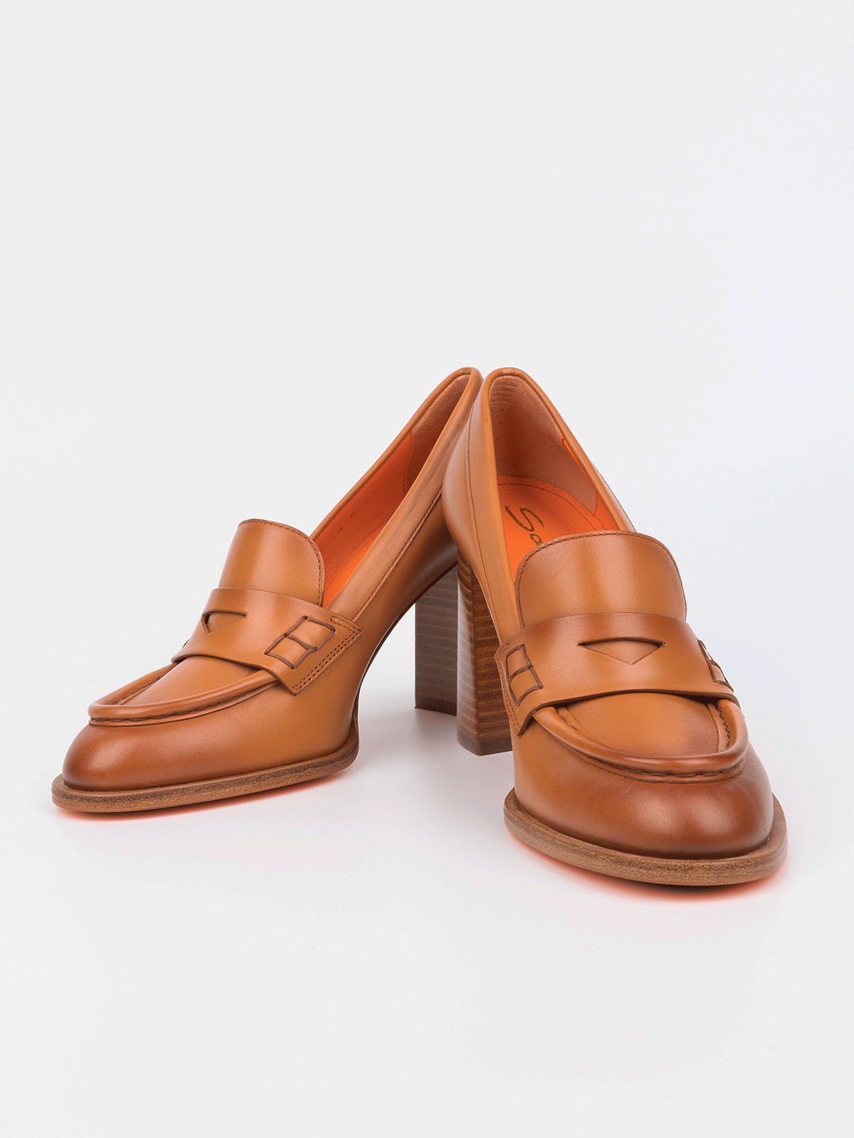 SANTONI 漸層樂福粗跟鞋 (淺咖)